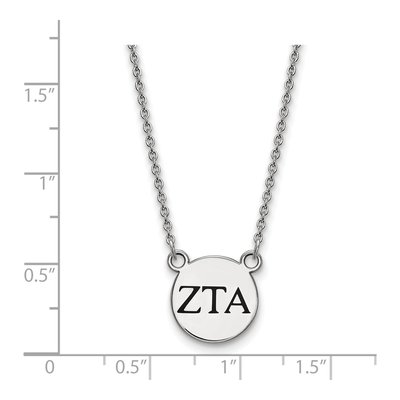 Zeta Tau Alpha Sterling Silver Sorority Greek Letters Small Black Enamel Necklace – view 2