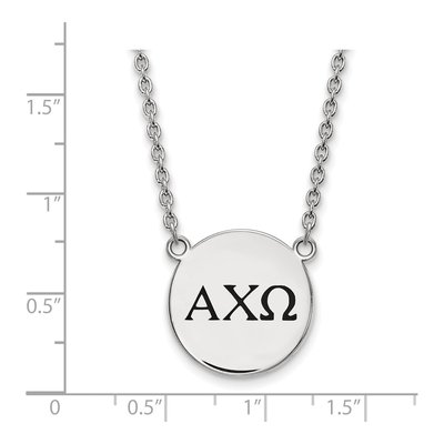 Alpha Chi Omega Sterling Silver Sorority Greek Letters Large Black Enamel Necklace – view 2