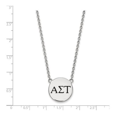 Alpha Sigma Tau Sterling Silver Sorority Greek Letters Large Black Enamel Necklace – view 2