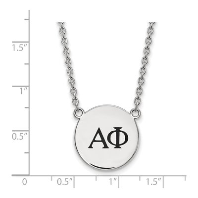 Alpha Phi Sterling Silver Sorority Greek Letters Large Black Enamel Pendant Necklace – view 2