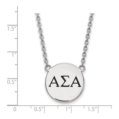 Alpha Sigma Alpha Sterling Silver Sorority Greek Letters Large Black Enamel Necklace – view 2