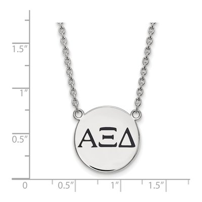 Alpha Xi Delta Sterling Silver Sorority Greek Letters Large Black Enamel Necklace – view 2
