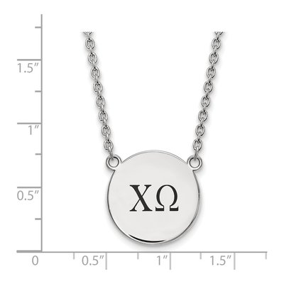 Chi Omega Sterling Silver Sorority Greek Letters Large Black Enamel Necklace – view 2