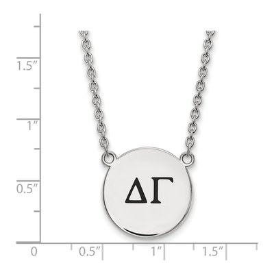 Delta Gamma Sterling Silver Sorority Greek Letters Large Black Enamel Necklace – view 2