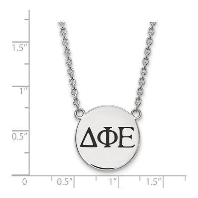 Delta Phi Epsilon Sterling Silver Sorority Greek Letters Large Black Enamel Necklace – view 2