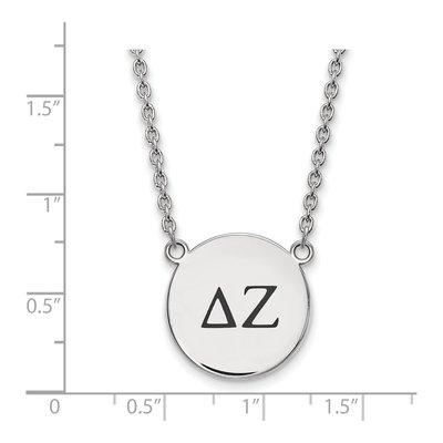 Delta Zeta Sterling Silver Sorority Greek Letters Large Black Enamel Pendant Necklace – view 2