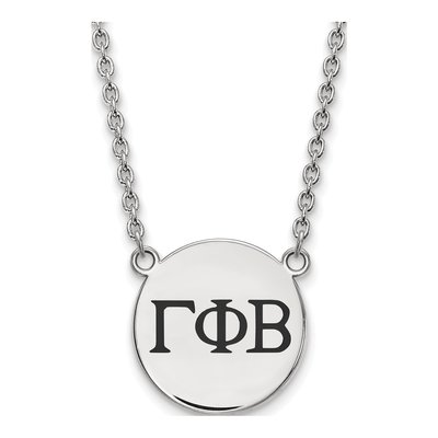 Gamma Phi Beta Sterling Silver Sorority Greek Letters Large Black Enamel Necklace