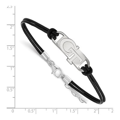 Georgia Institute of Technology Sterling Silver Small Tech Leather Bracelet – view 2