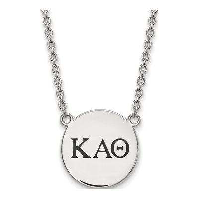 Kappa Alpha Theta Sterling Silver Sorority Greek Letters Large Black Enamel Necklace
