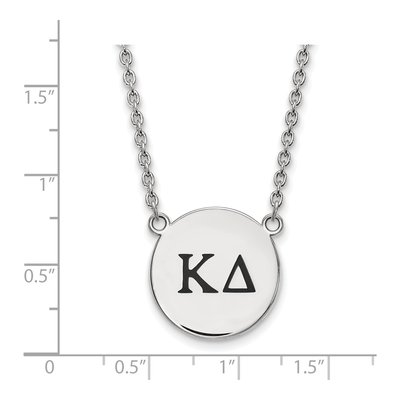 Kappa Delta Sterling Silver Sorority Greek Letters Large Black Enamel Necklace – view 2