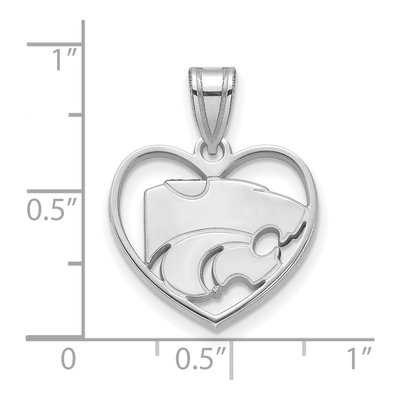Kansas State University Sterling Silver Medium Wildcat Heart Pendant – view 3