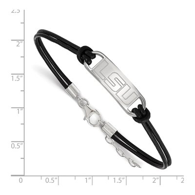Louisiana State University Sterling Silver Small LSU Tigers Leather Bracelet – view 2