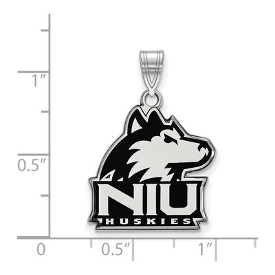 Northern Illinois University Sterling Silver Large NIU Huskies Enameled Pendant – view 2