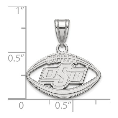 Oklahoma State University Sterling Silver Medium O-S-U Football Pendant – view 3