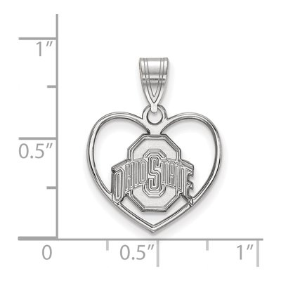 Ohio State University Sterling Silver Medium Heart Pendant – view 2