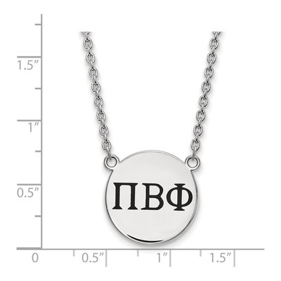Pi Beta Phi Sterling Silver Sorority Greek Letters Large Black Enamel Necklace – view 2