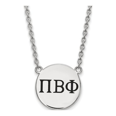 Pi Beta Phi Sterling Silver Sorority Greek Letters Large Black Enamel Necklace