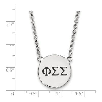 Phi Sigma Sigma Sterling Silver Sorority Greek Letters Large Black Enamel Necklace – view 2