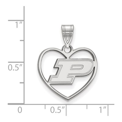 Purdue University Sterling Silver Medium Heart Letter P Pendant – view 2