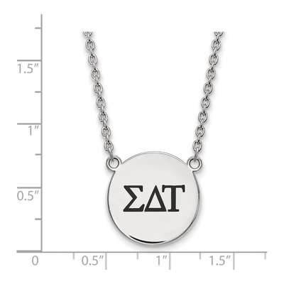 Sigma Delta Tau Sterling Silver Sorority Greek Letters Large Black Enamel Necklace – view 2