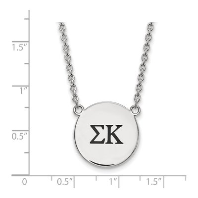 Sigma Kappa Sterling Silver Sorority Greek Letters Large Black Enamel Pendant Necklace – view 2