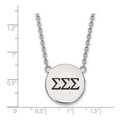 Sigma Sigma Sigma Sterling Silver Sorority Greek Letters Large Black Enamel Necklace – view 2