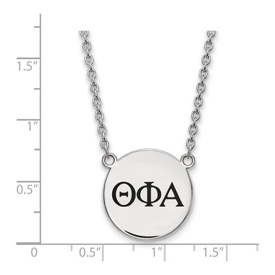 Theta Phi Alpha Sterling Silver Sorority Greek Letters Large Black Enamel Necklace – view 2