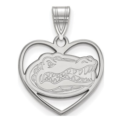 University of Florida Sterling Silver Medium Gators Heart Pendant
