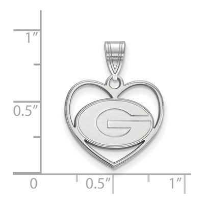 University of Georgia Sterling Silver Medium Heart Letter G Pendant – view 2