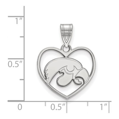 University of Iowa Sterling Silver Medium Hawk Heart Pendant – view 2