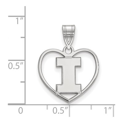 University of Illinois Sterling Silver Medium Heart Letter I Pendant – view 2
