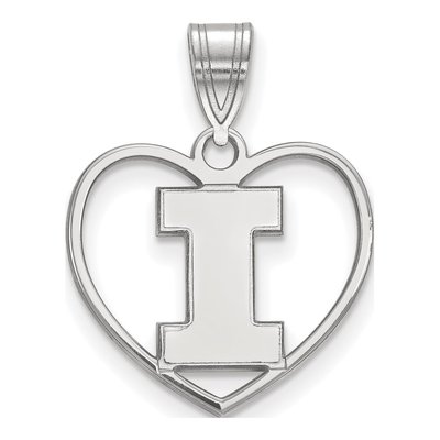 University of Illinois Sterling Silver Medium Heart Letter I Pendant
