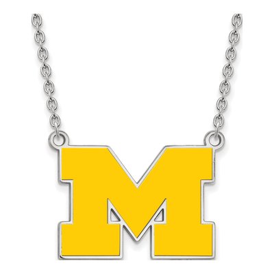 University of Michigan Sterling Silver Large Letter M Necklace