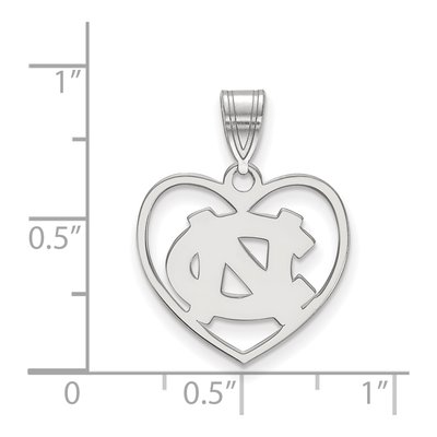 University of North Carolina Sterling Silver Medium UNC N-C Heart Pendant – view 2