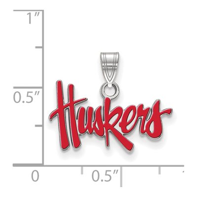 University of Nebraska Sterling Silver Small Huskers Enamel Pendant – view 2