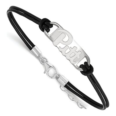 University of Pittsburgh Sterling Silver Small Panthers Leather Bracelet