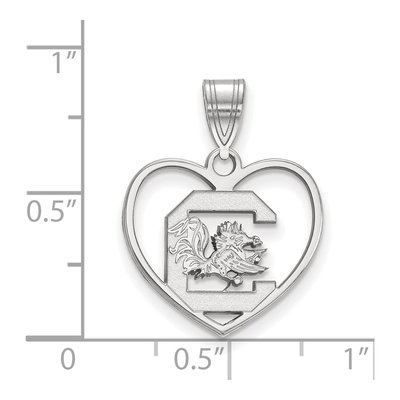 University of South Carolina Sterling Silver Medium Heart Pendant – view 2