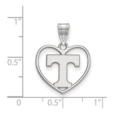 University of Tennessee Sterling Silver Medium Heart Letter T Pendant – view 2
