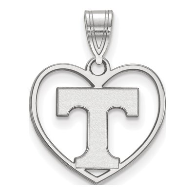 University of Tennessee Sterling Silver Medium Heart Letter T Pendant