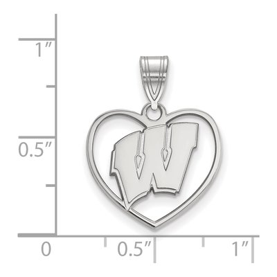 University of Wisconsin Sterling Silver Medium Heart Pendant – view 2