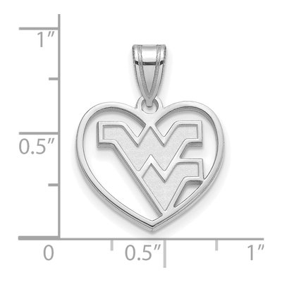 West Virginia University Sterling Silver Medium WVU Heart Pendant – view 3