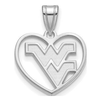 West Virginia University Sterling Silver Medium WVU Heart Pendant
