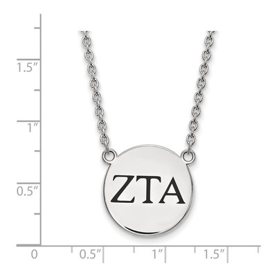 Zeta Tau Alpha Sterling Silver Sorority Greek Letters Large Black Enamel Necklace – view 2