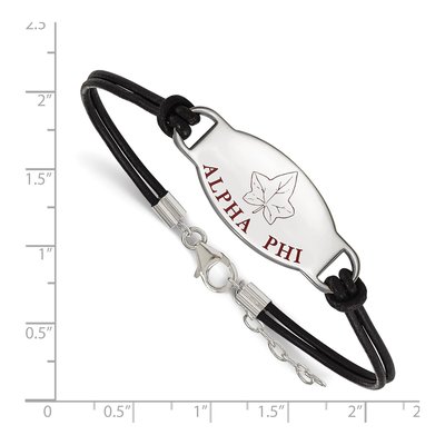 Alpha Phi Sterling Silver Large Leather Bracelet – view 2