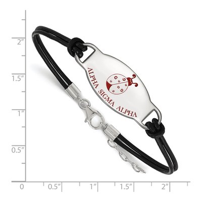 Alpha Sigma Alpha Sterling Silver Large Leather Bracelet – view 2
