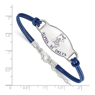 Alpha Xi Delta Sterling Silver Large Leather Bracelet – view 2