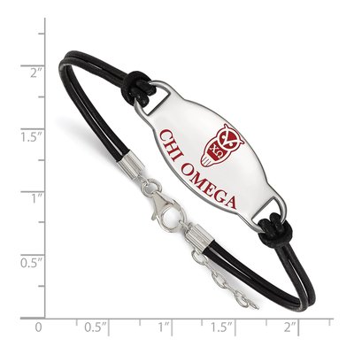 Chi Omega Sterling Silver Large Leather Bracelet – view 2