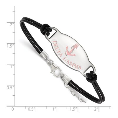 Delta Gamma Sterling Silver Large Enamel Leather Bracelet – view 2