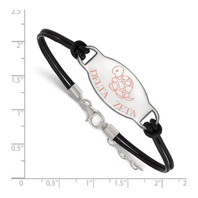 Delta Zeta Sterling Silver Large Leather Bracelet – view 2
