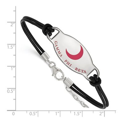 Gamma Phi Beta Sterling Silver Large Leather Bracelet – view 2
